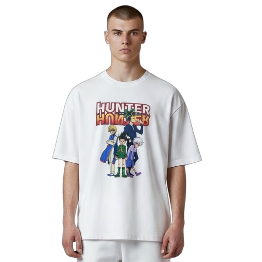 Hunter x Hunter Men's Short Sleeve Graphic Anime Characters T-Shirt White 3XL